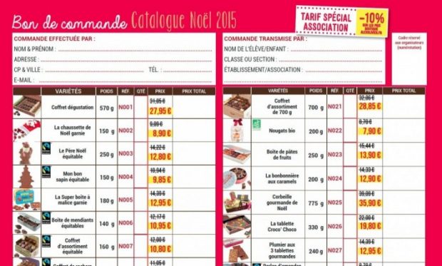 bon de commande achat groupé de chocolats