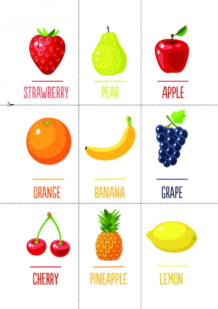 Cartes pédagogiques fruits anglais