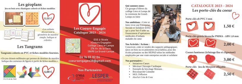 dépliant vente créé en collège